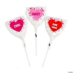 Confetti Heart-Shaped Conversation Heart Lollipops - 12 Pc.