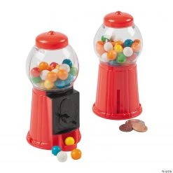 Gumball Machine Toy Banks with Gum - 2 Pc.