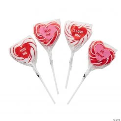 Heart-Shaped Swirl Lollipops - 12 Pc.