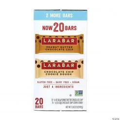 LARABAR Peanut Butter Chocolate Chip & Chocolate Chip Cookie Dough Bars Variety, 1.6 oz, 20 Count