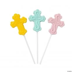 Pastel Cross-Shaped Lollipops - 12 Pc.