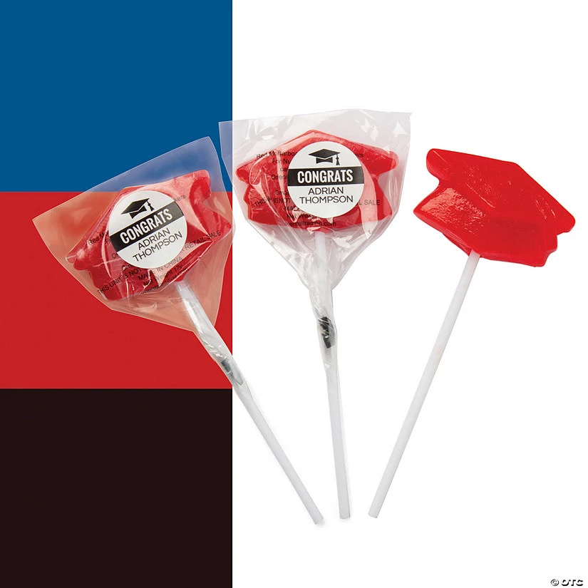 Personalized Graduation Mortarboard Hat Lollipops - 12 Pc. 3 Personalized Graduation Mortarboard Hat Lollipops - 12 Pc.