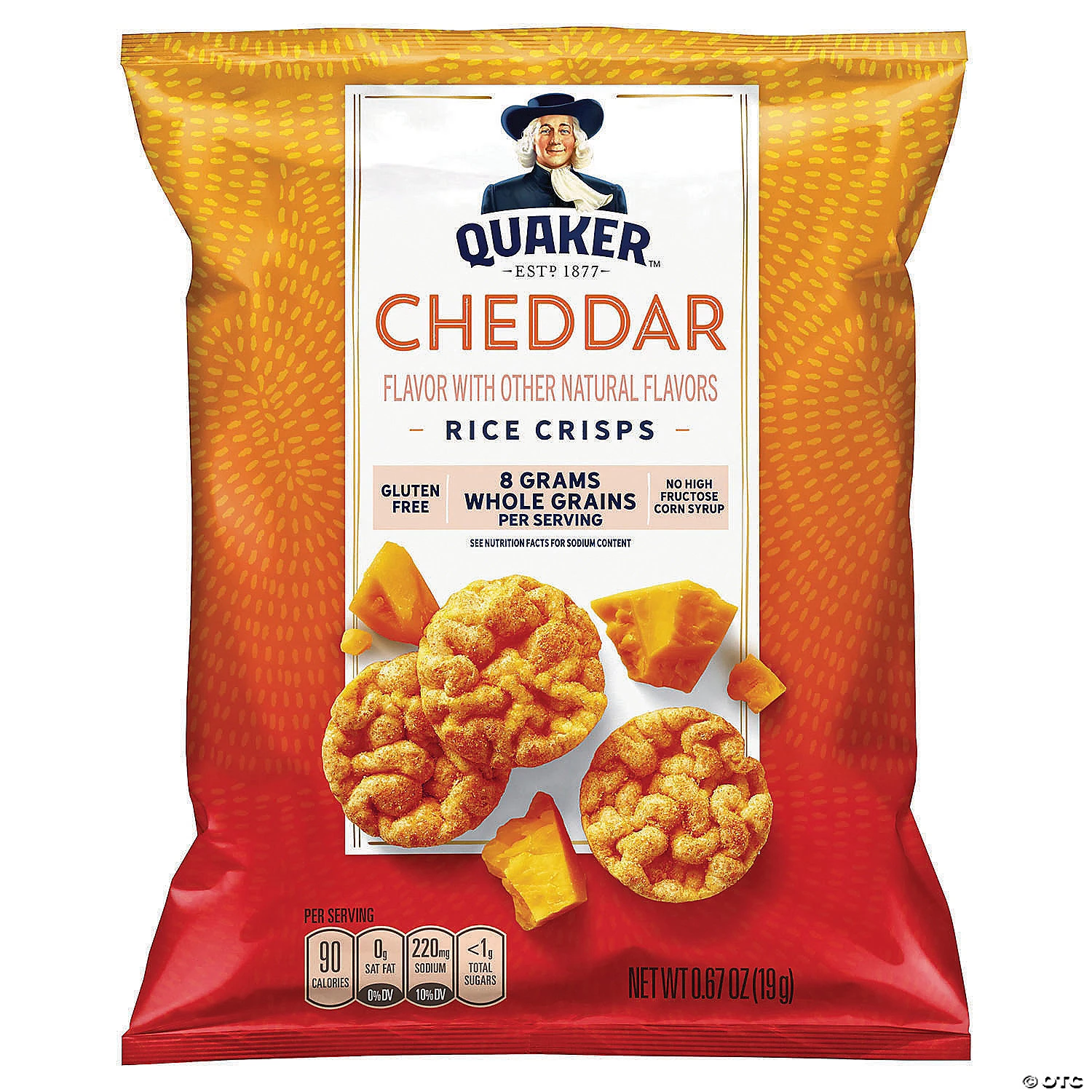 Quaker Popped Rice Crisps Cheddar Cheese, .67 oz, 60 Count 3 Quaker Popped Rice Crisps Cheddar Cheese, .67 oz, 60 Count