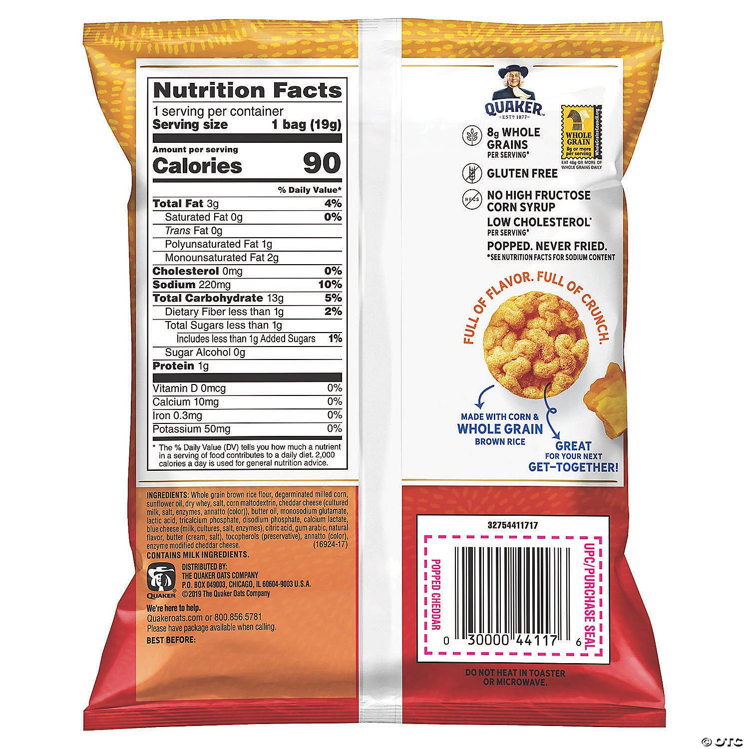 Quaker Popped Rice Crisps Cheddar Cheese, .67 oz, 60 Count 5 Quaker Popped Rice Crisps Cheddar Cheese, .67 oz, 60 Count - Image 3