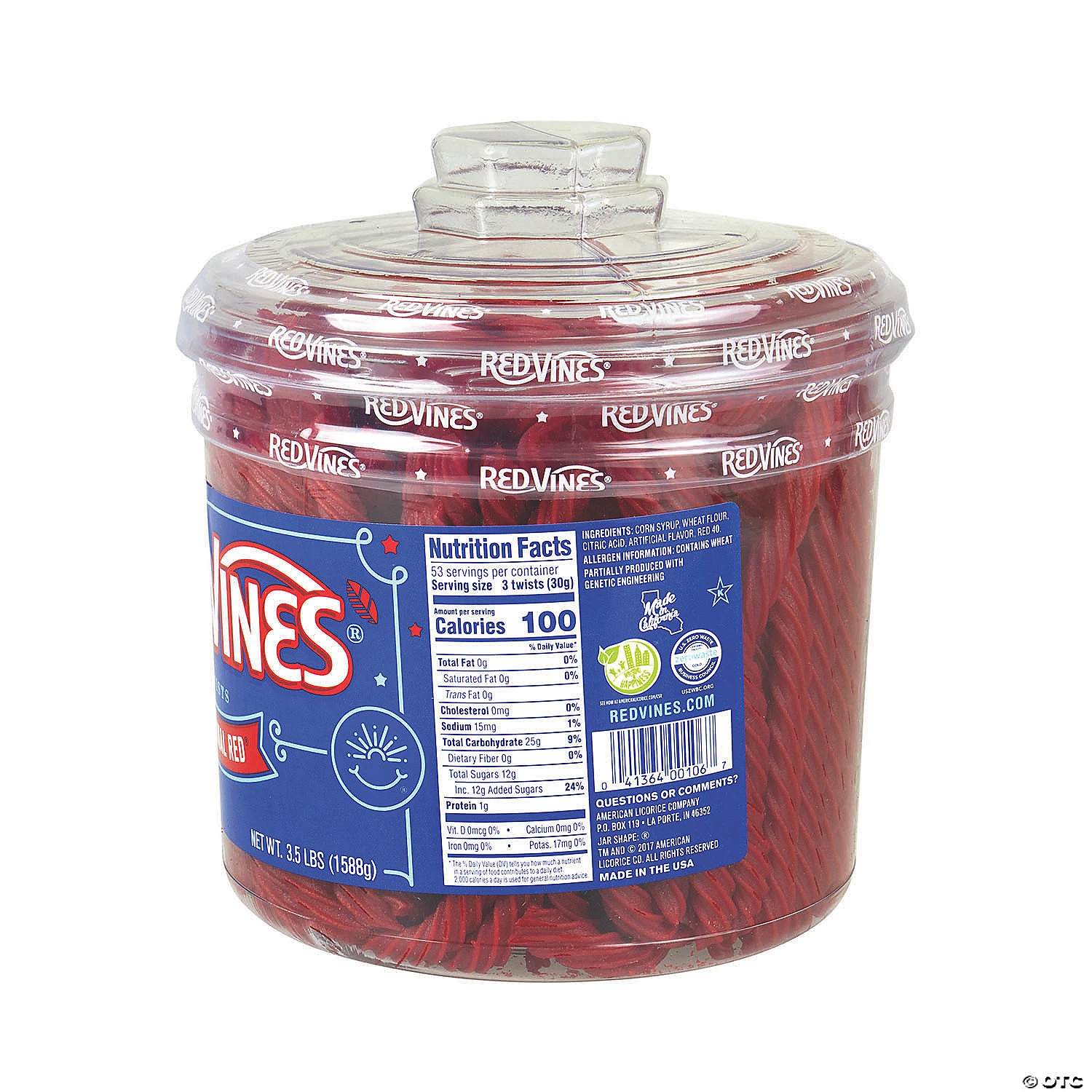 Red Vines Licorice Twists Jar Original Red, 3.5 lb 4 Red Vines Licorice Twists Jar Original Red, 3.5 lb - Image 2