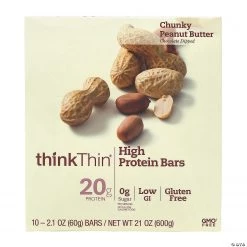 ThinkThin High Protein Bars Chunky Peanut Butter, 2.1 oz, 10 Count