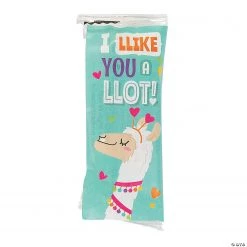 Valentine Llama Stretchable Candy Bracelets with Sticker - 48 Pc.