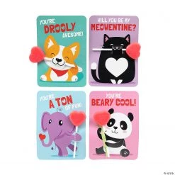 Valentine’s Day Cute Animal Heart Lollipop Handouts for 65