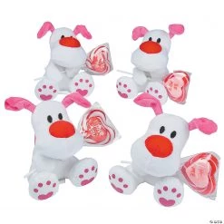 Valentine's Day Stuffed Dogs with Lollipops Exchanges for 12