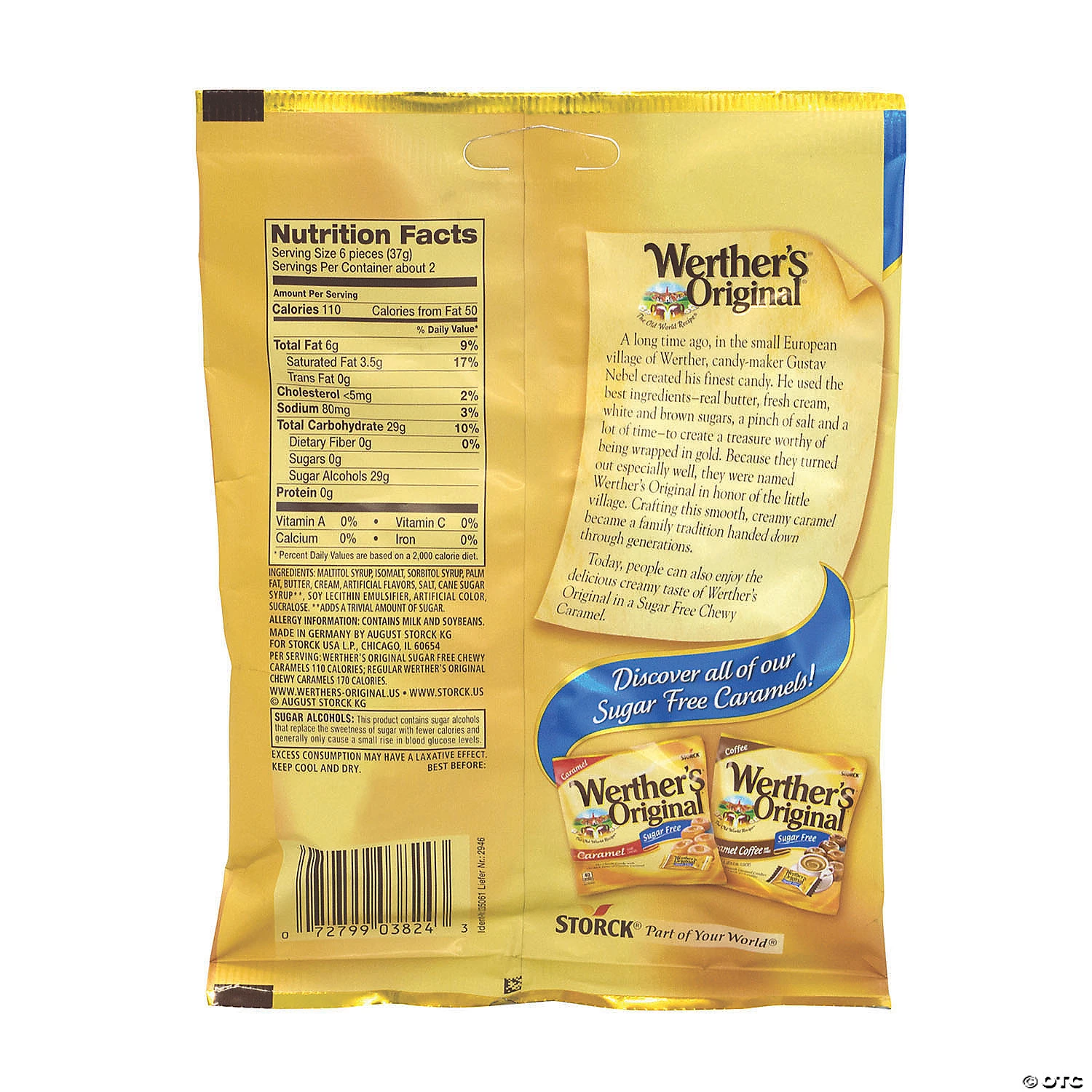 Werther's Original Chewy Caramels Sugar Free, 2.75 oz, 3 Pack 4 Werther's Original Chewy Caramels Sugar Free, 2.75 oz, 3 Pack - Image 2